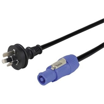 2m 10Amp 3 Pin Plug to Powercon