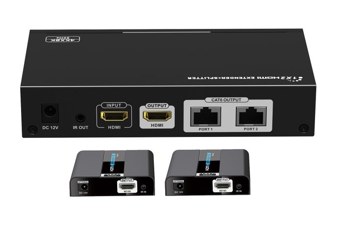1 x 2 HDMI2.0 POE Splitter Extender, Includes 2 Receivers